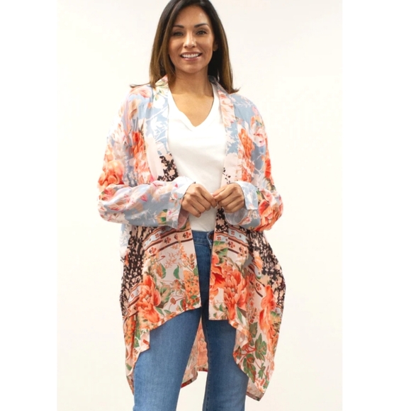 🏷️Anthropologie Love Kyla IZZIE Floral Kimono S-2X - Picture 2 of 12